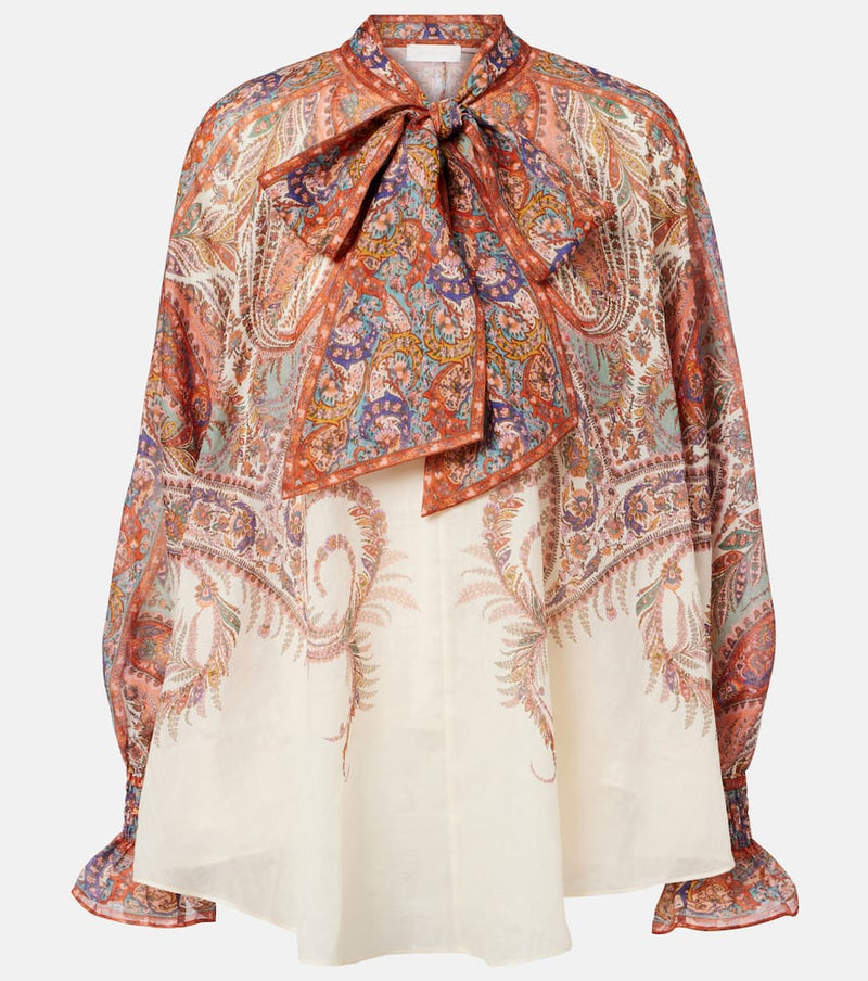 Zimmermann Rhiannon bow-detail paisley blouse