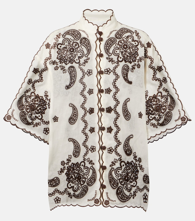 Zimmermann Ascension embroidered linen shirt