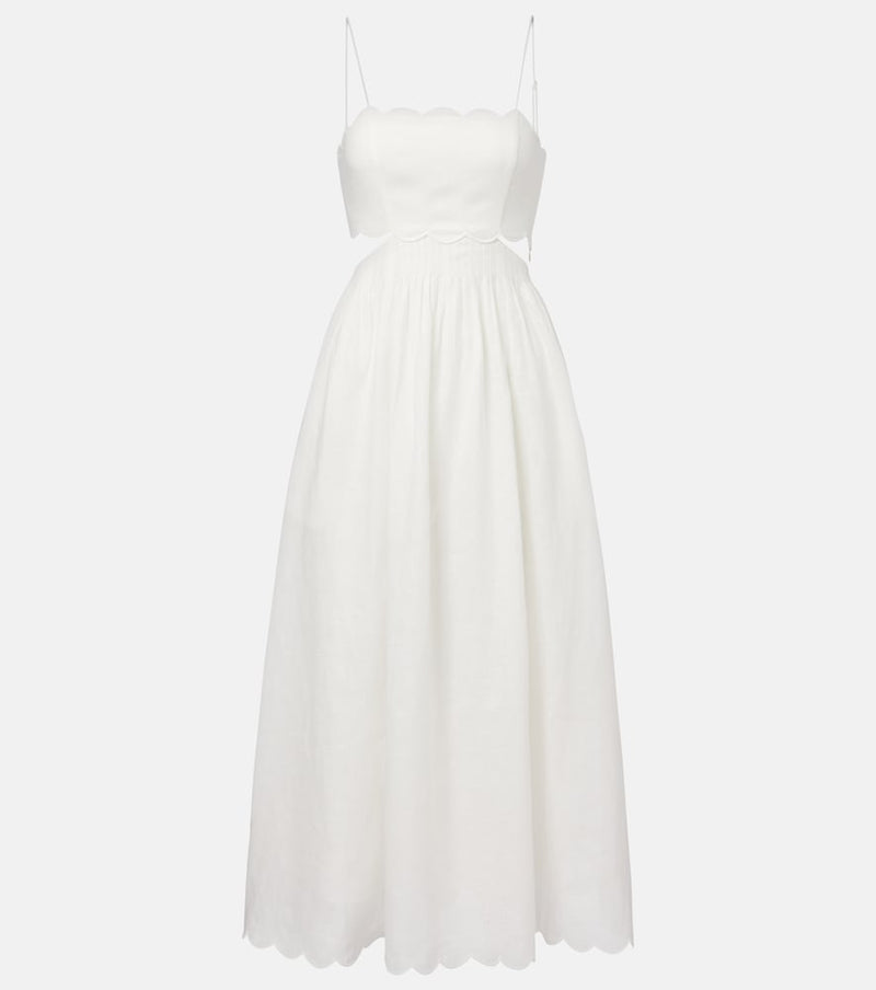 Zimmermann Rhiannon scalloped linen midi dress