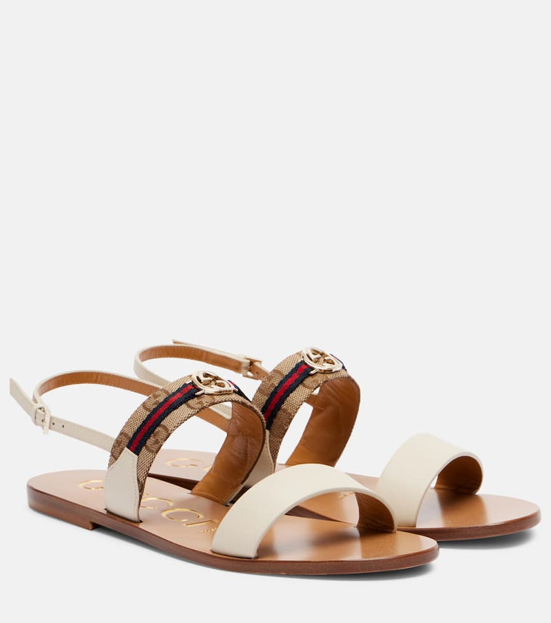 Gucci Interlocking G canvas and leather sandals
