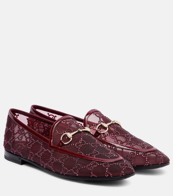 Gucci New Jordaan leather-trimmed mesh loafers