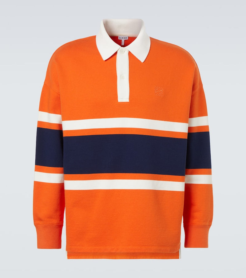 Loewe Striped cotton fleece polo sweater