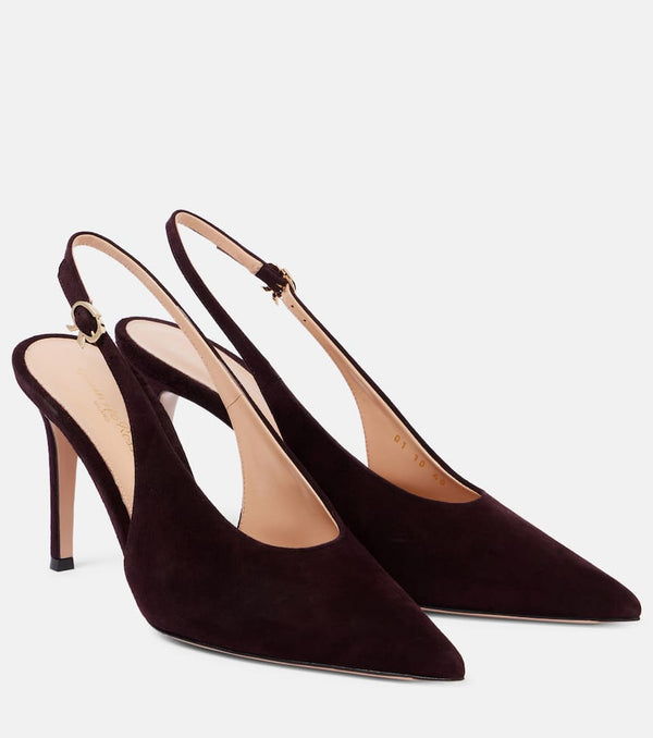 Gianvito Rossi Robbie suede slingback pumps