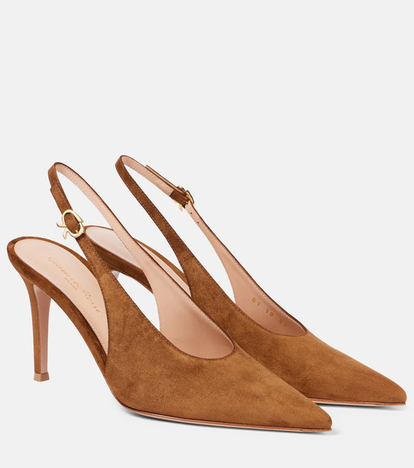 Gianvito Rossi Robbie suede slingback pumps