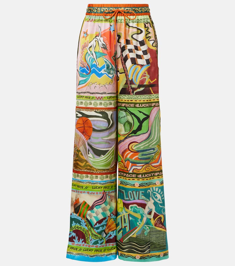 Alemais Lucky Pace printed silk palazzo pants