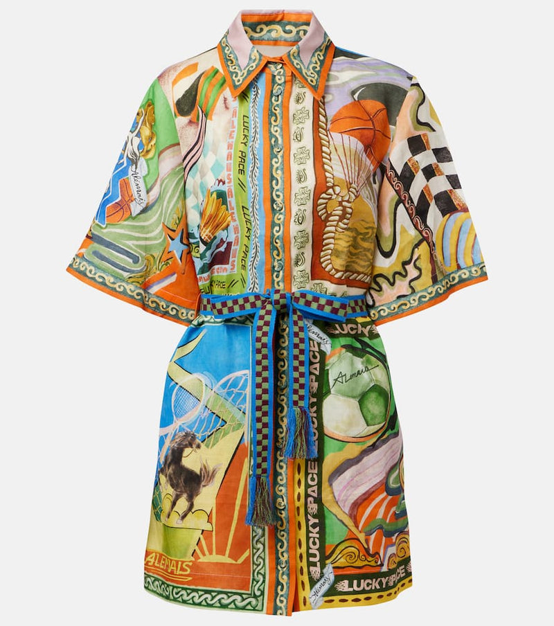 Alemais Lucky Pace printed linen shirt dress