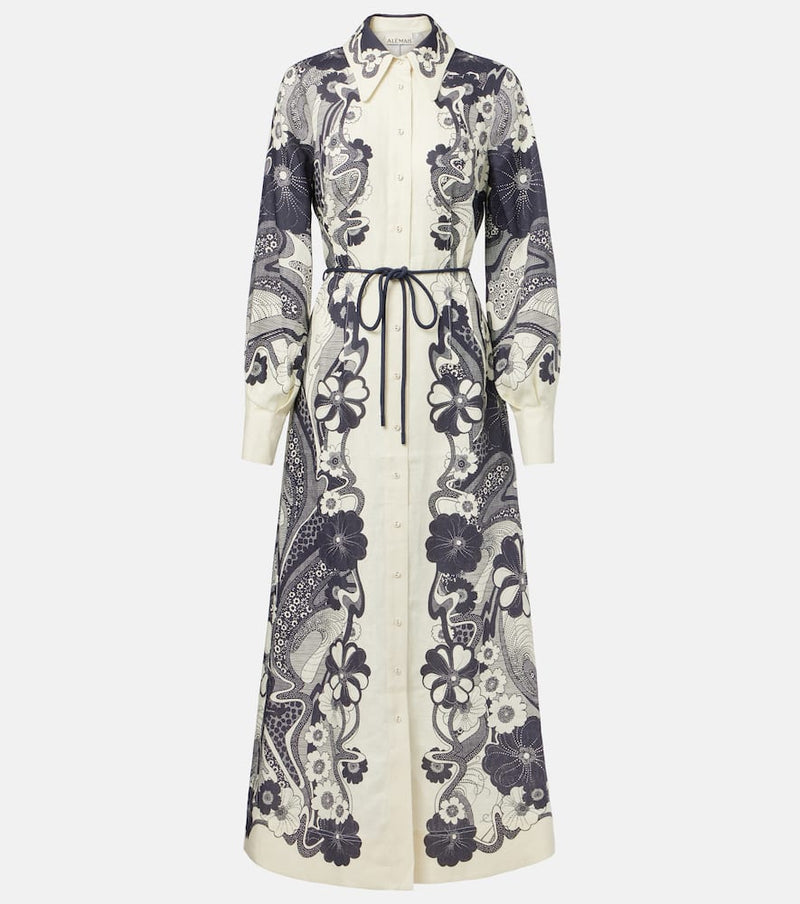 Alemais Mickey printed linen shirt dress