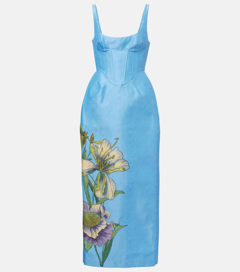 Alemais Donata floral taffeta bustier dress