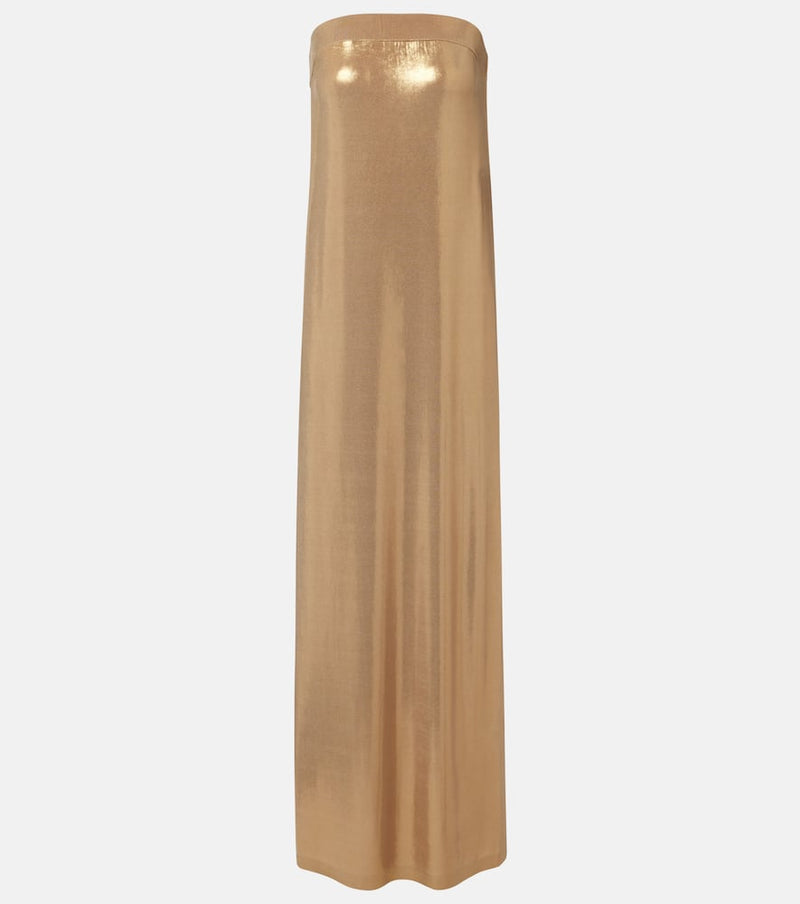 Norma Kamali Strapless Lame Gown Gold