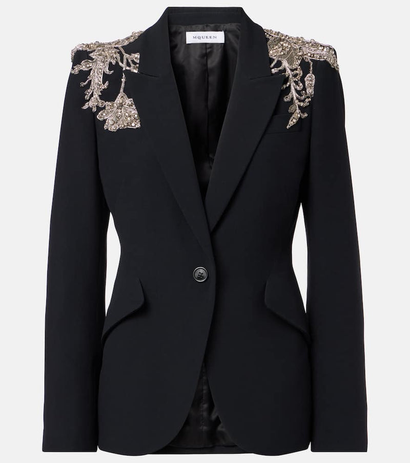 McQueen Embellished crepe blazer