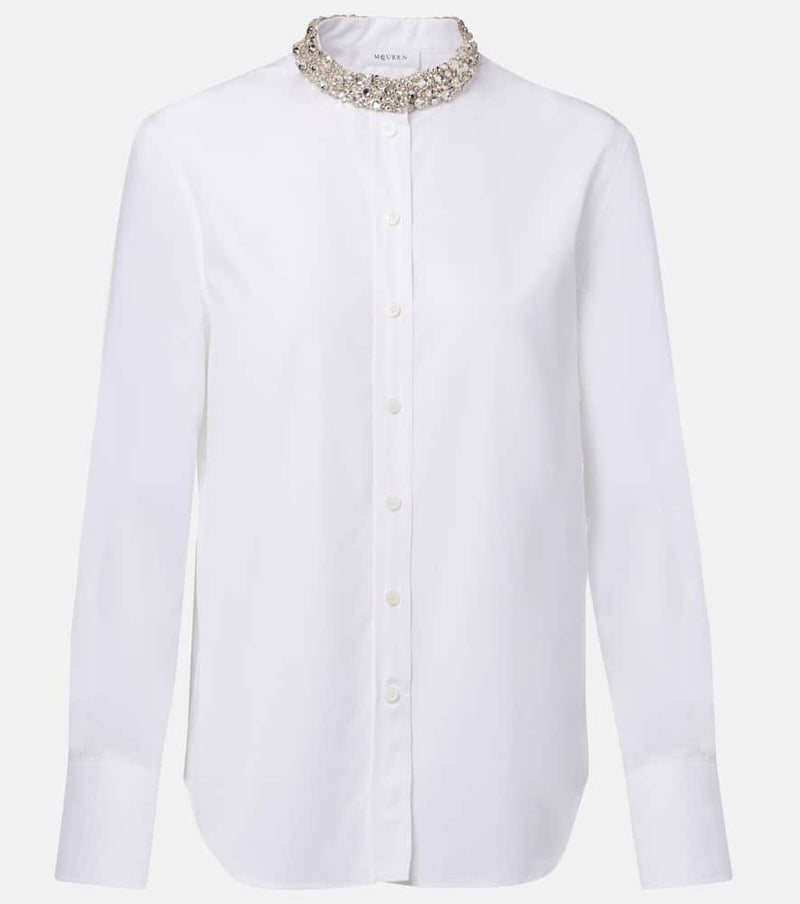 McQueen Crystal-embellished cotton shirt