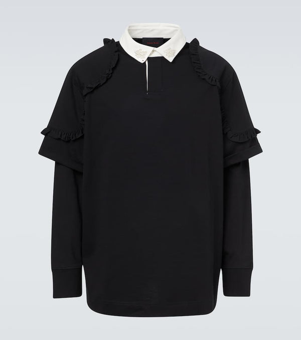 Simone Rocha Layered ruffled cotton jersey polo shirt