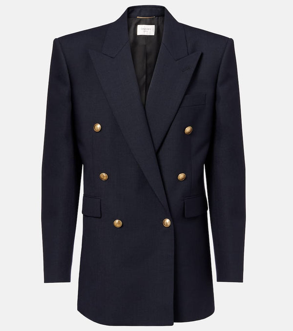 Saint Laurent Double-breasted wool chiné blazer