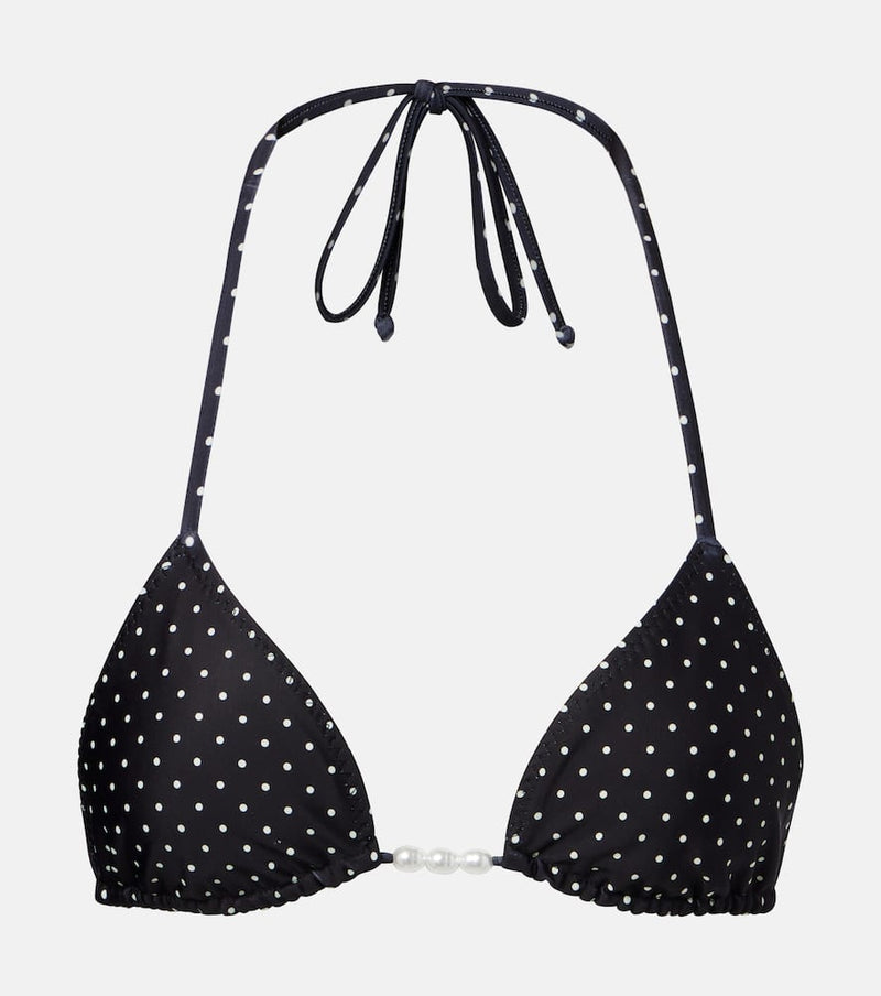 Same Embellished polka-dot bikini top