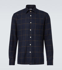 Kiton Checked wool, silk and cotton-blend shirt