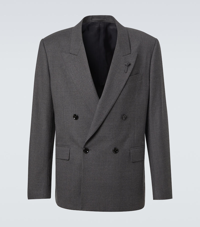 Lardini Double-breasted wool blazer in Gray