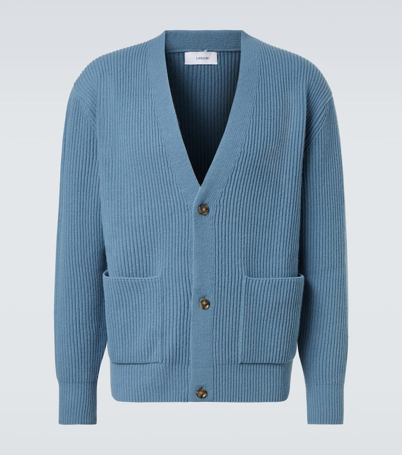 Lardini Ribbed-knit wool and cashmere cardigan