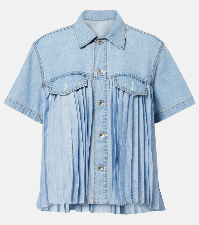 Sacai Pleated denim shirt
