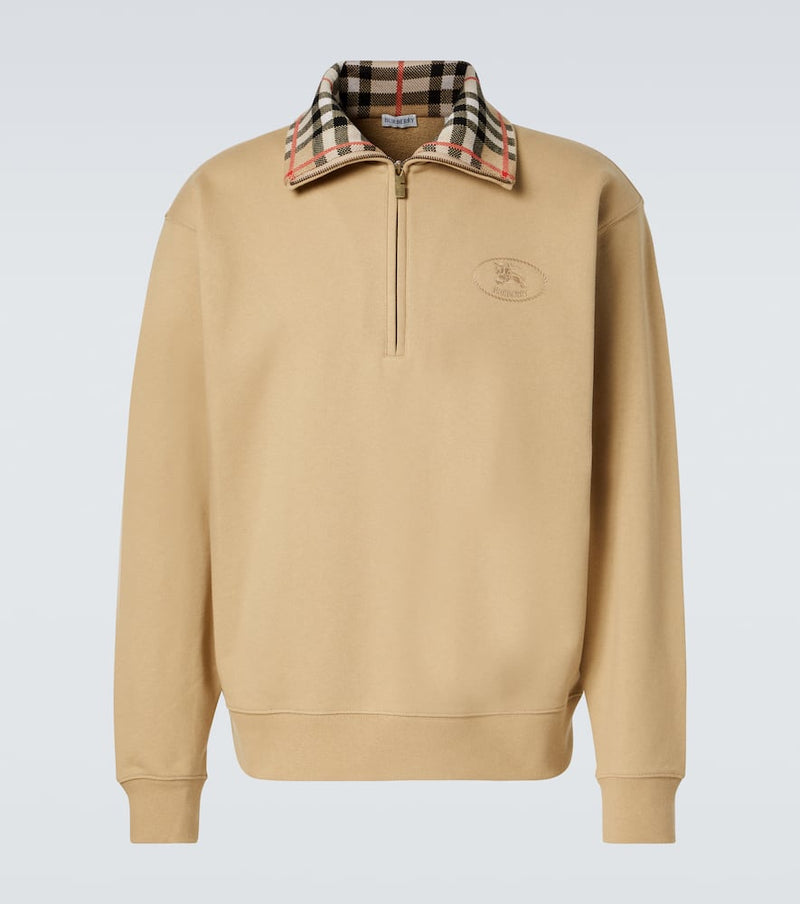 Burberry Burberry Check cotton jersey half-zip sweatshirt