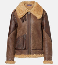 Ralph Lauren Collection Shearling-Trimmed Leather Jacket Brown