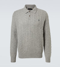 Polo Ralph Lauren Cable-knit wool and cashmere polo sweater