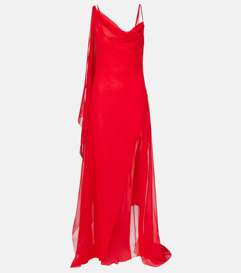 Blumarine Asymmetric draped silk georgette gown