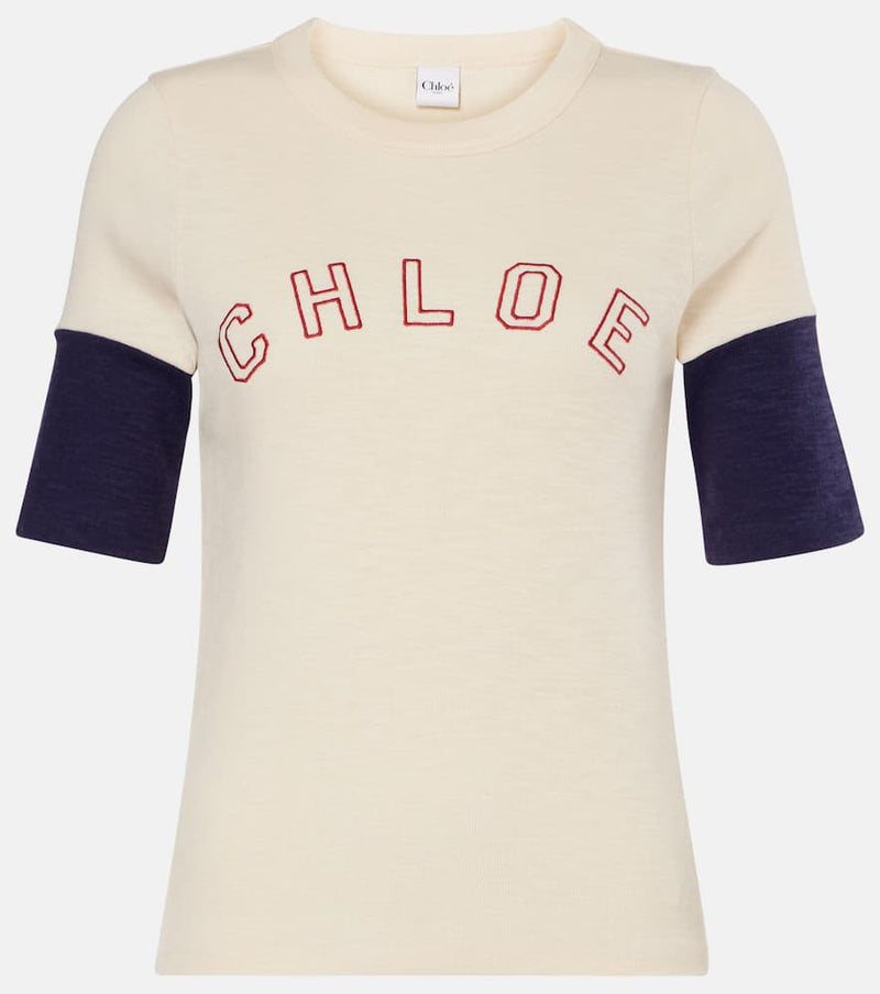 Chloe Logo cotton and wool flame T-shirt