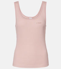 Chloe Logo ribbed-knit cotton jersey tank top