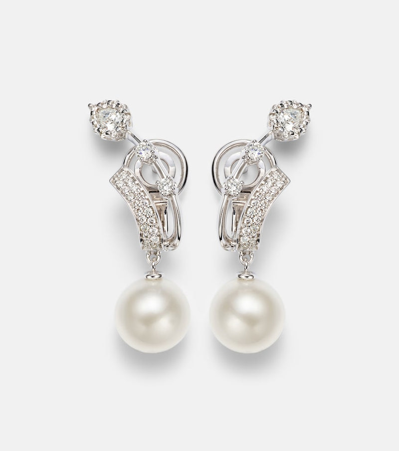Yeprem Pearlescent 18kt white gold earrings with diamonds and pearls