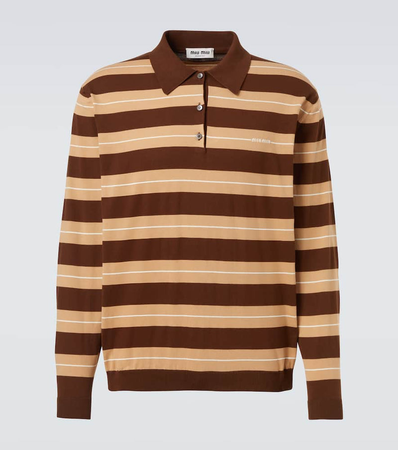 Miu Miu Knitted striped cotton polo sweater