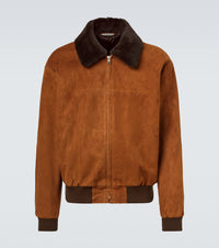 Auralee Shearling-trimmed suede blouson jacket