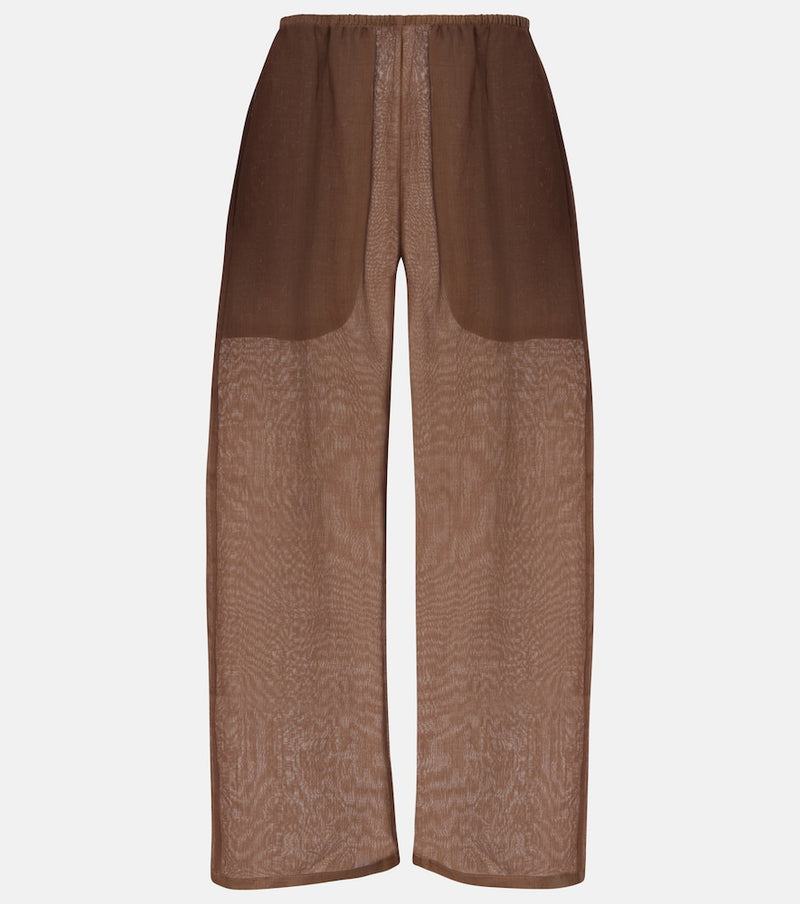 Leset Niko ramie cropped barrel-leg pants