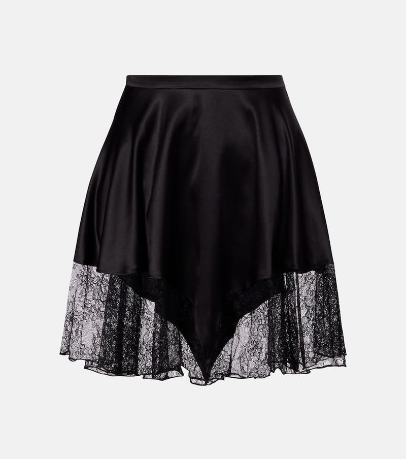 Nina Ricci Lace-trimmed satin miniskirt