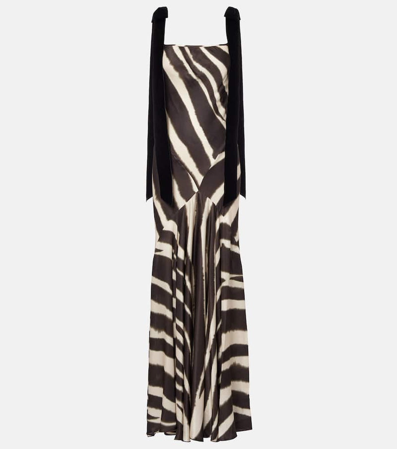 Nina Ricci Zebra-print satin gown