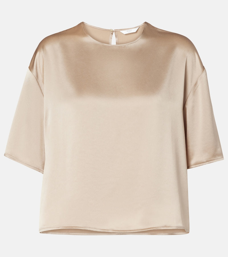Leset Barb satin T-shirt in Beige