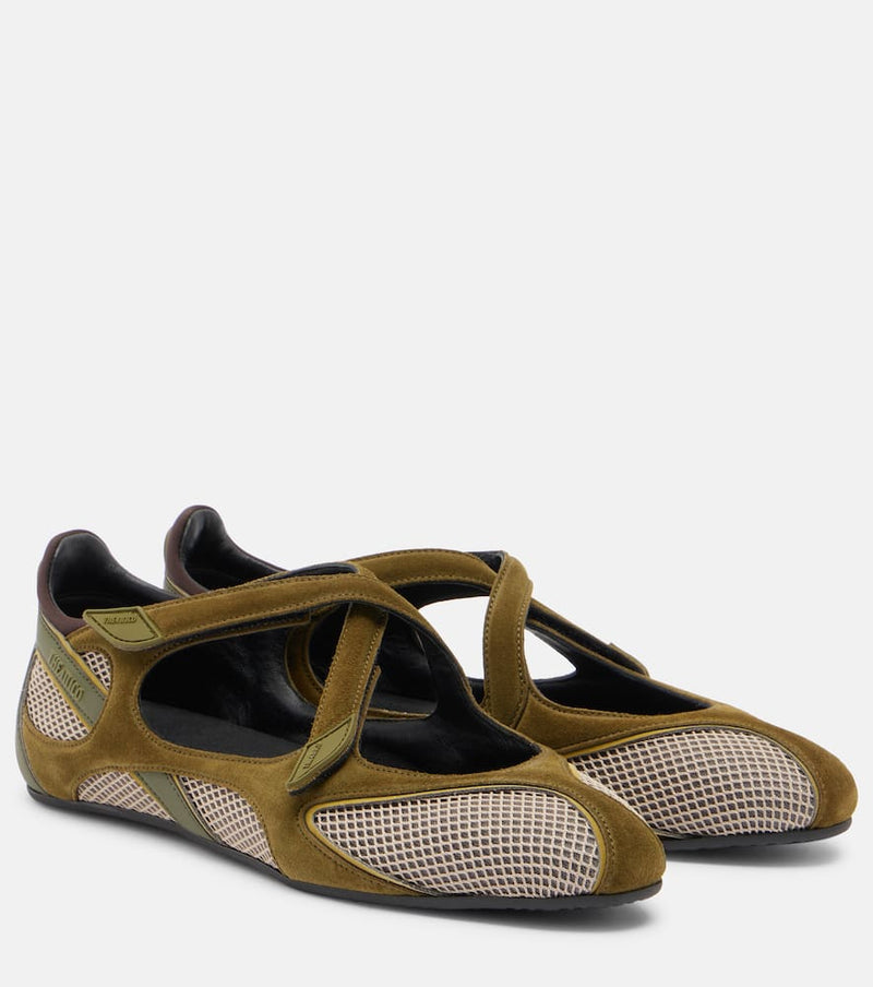 The Attico Floor 01 suede and mesh ballet flats