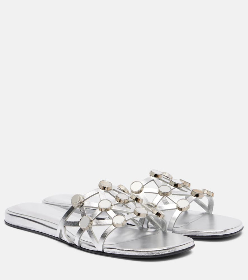 The Attico Grid embellished leather flat sandals