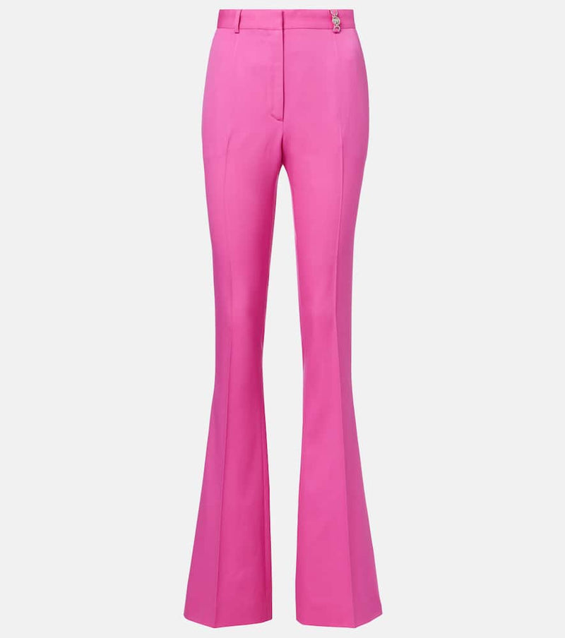 Versace Embellished high-rise wool flared pants
