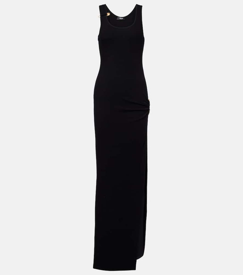Versace Safety Pin draped cotton-blend maxi dress