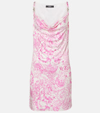 Versace Underwater Barocco draped satin minidress