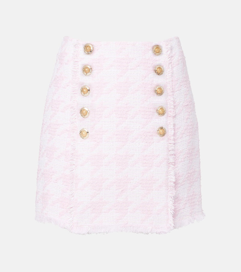 Balmain Houndstooth cotton-blend miniskirt