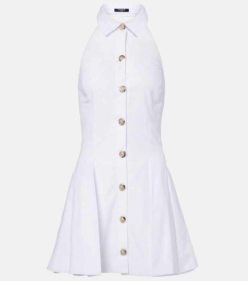 Balmain Halterneck cotton poplin minidress