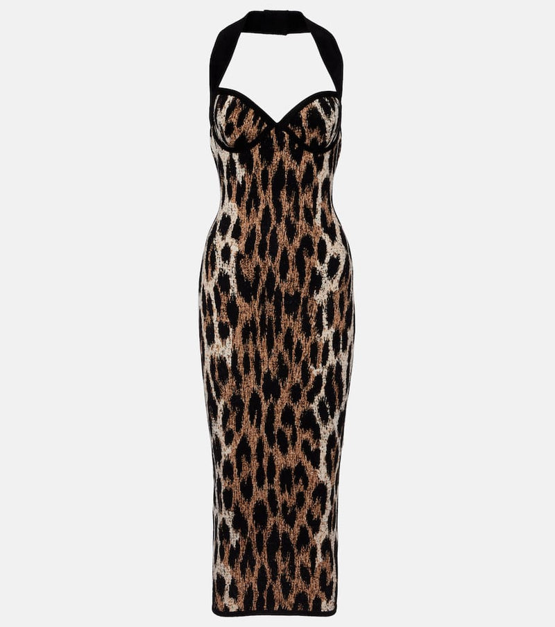 Balmain Animal-printed halterneck maxi dress