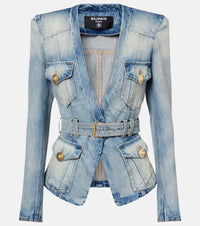 Balmain Belted cotton denim jacket