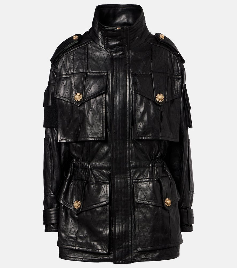 Balmain Leather parka jacket