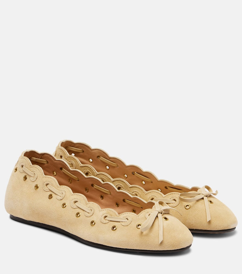 Isabel Marant Balfy bow-detail suede ballet flats