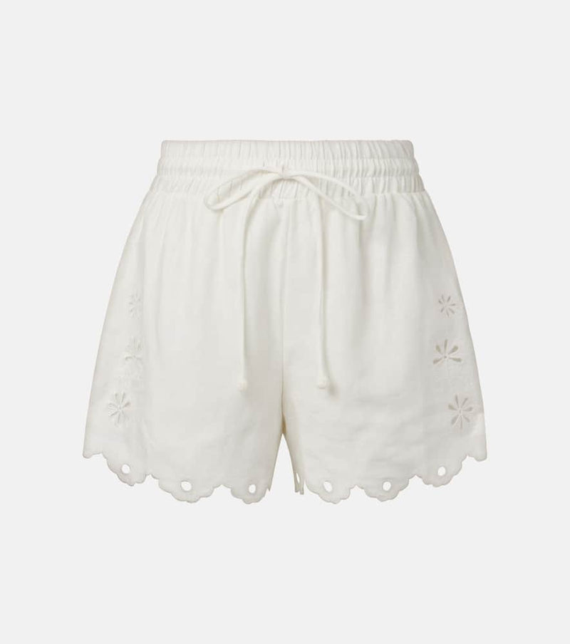 Farm Rio Embroidered linen shorts