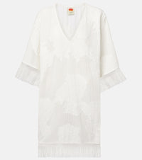 Farm Rio Embroidered cotton-blend minidress