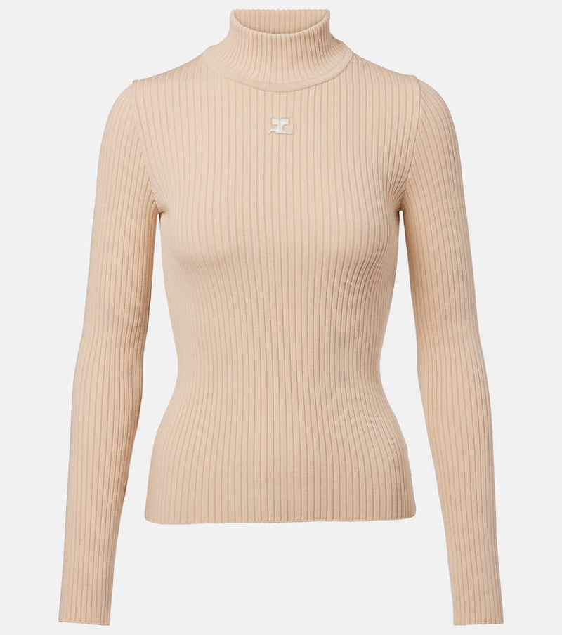 Courreges Reedition ribbed-knit mockneck sweater
