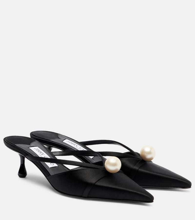 Jimmy Choo Sana 50 embellished satin mules